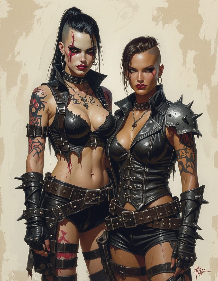 Satanic Raiders in Dark Oil Painting Style