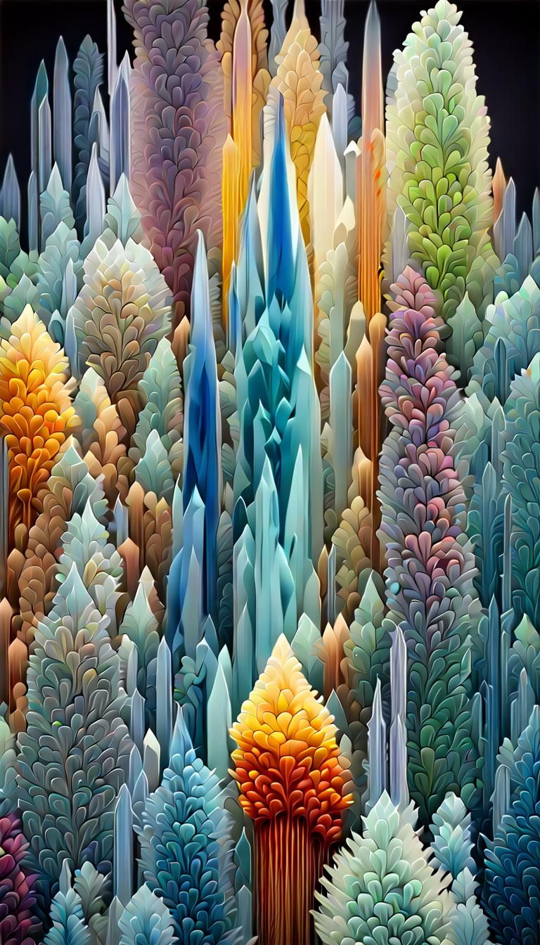 Music Frequency Crystals: Tim Burton & Moebius Style