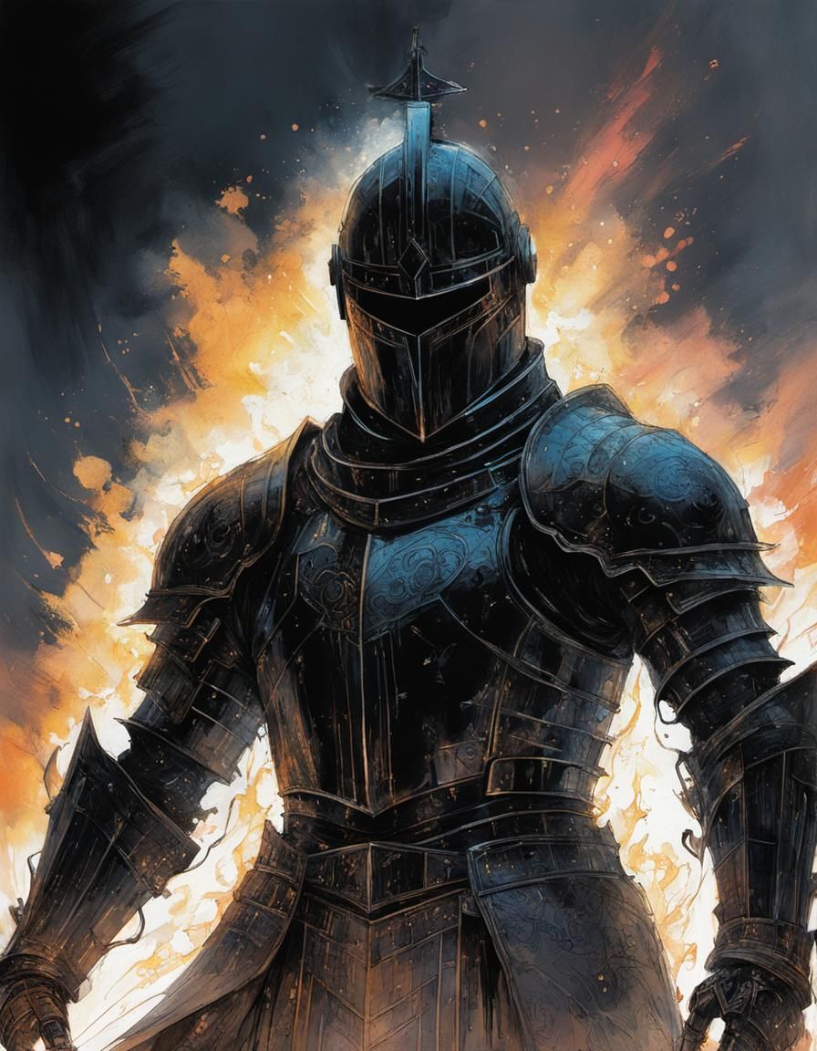 Dichroic Knight of Holy Fire in Detailed Armor