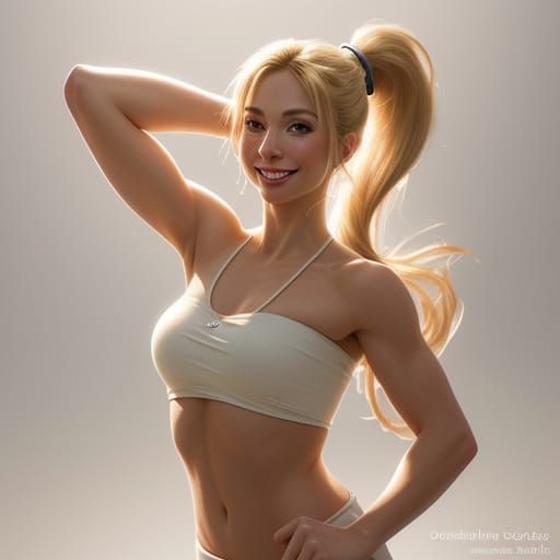 Cute Gymnast Posing Playfully in Golden Hour Light