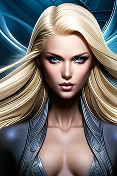 Gorgeous Blonde Female Portrait in Realistic Style