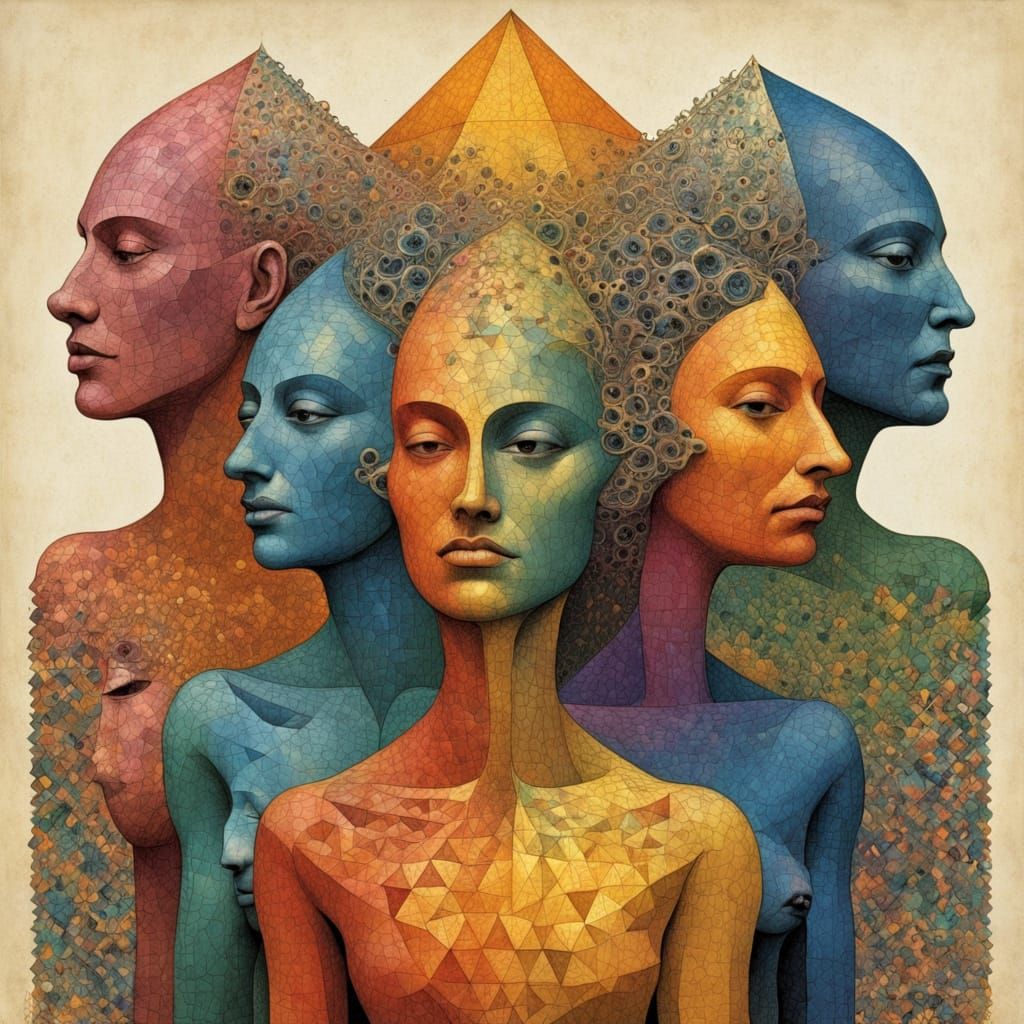 Geometric Abstract Portrait in Futurism Style