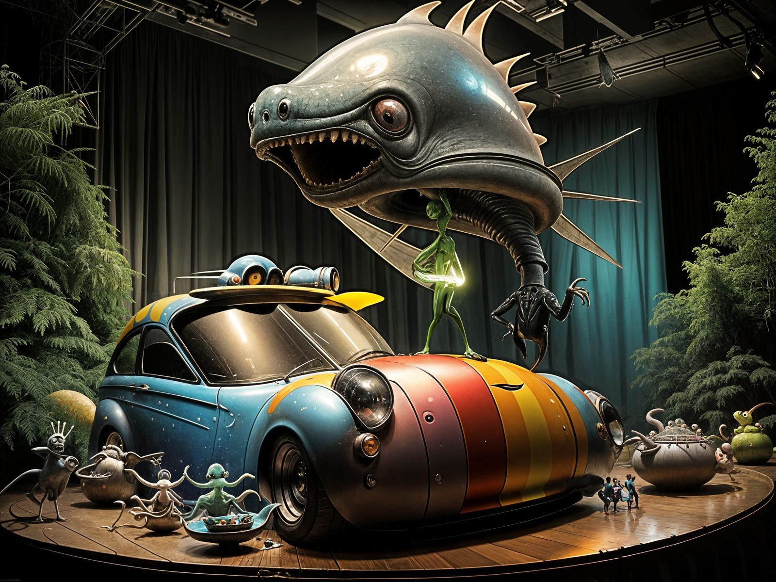 Alien Cartoon Party in Surreal 3D Render