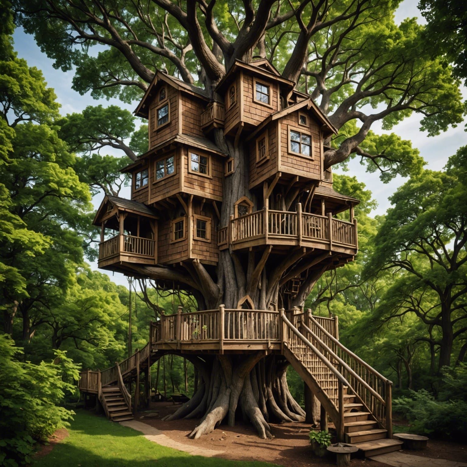 Hyperrealistic Treehouse With Intricate Details