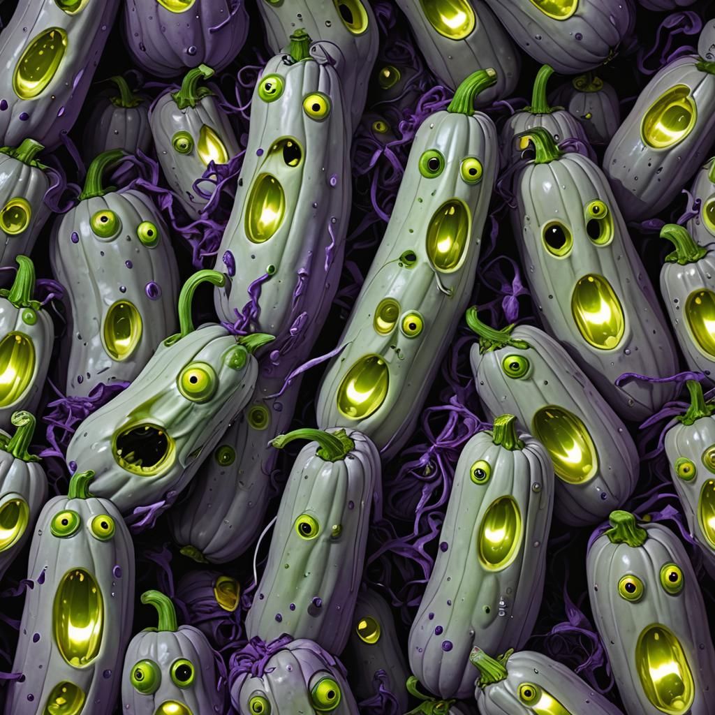 Eerie Zucchini Ghost in Pop Art Style