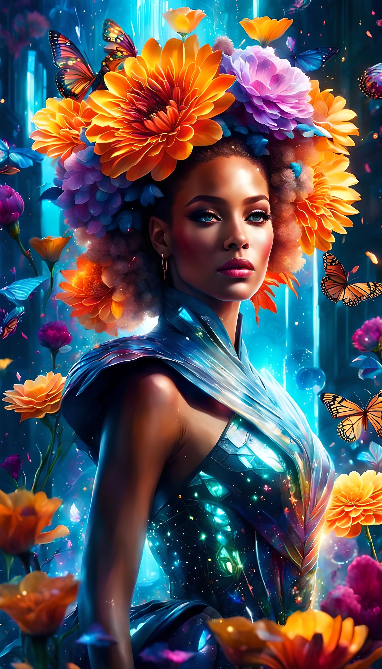 Glowing Magical Flowers in Hyperrealism