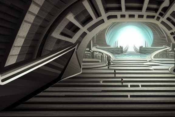 Stairs to Nowhere: Futuristic Concept Art in 8K