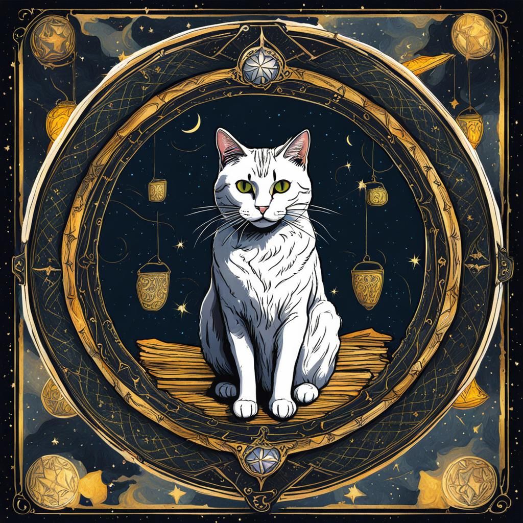 Mystical Cat Tarot Card Illustration