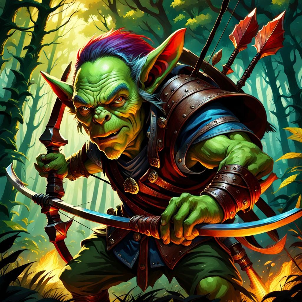 Goblin Archer in Forest: Fantasy Concept Art