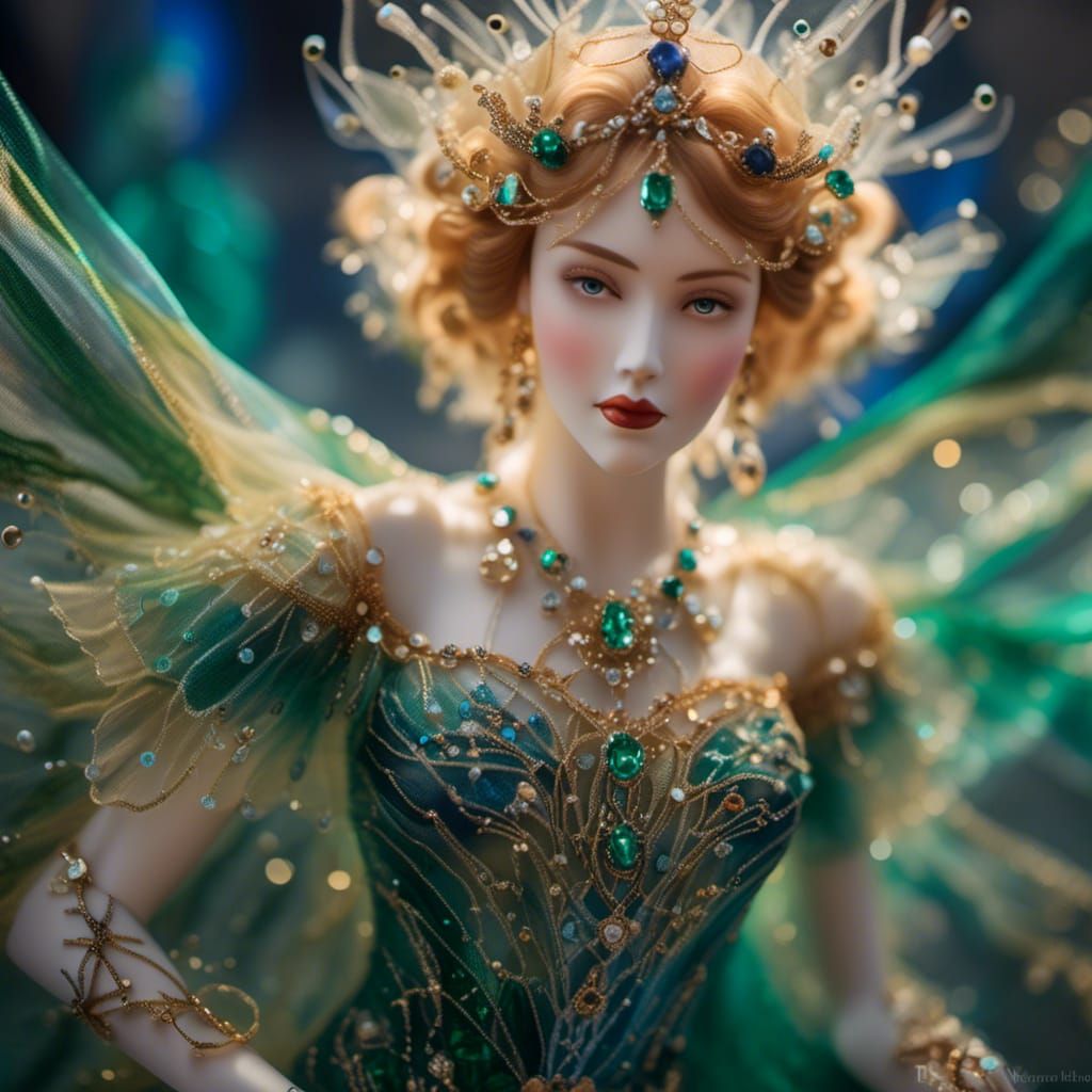 Elegant Dancer in Art Deco Style, Hyper-realistic Portrait