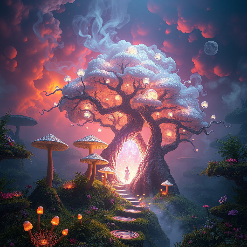 Mystical Realm of Creation in Matte Painting Style