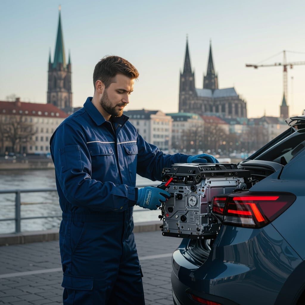 Futuristic Mechanic Changes Modular Engine in Leipzig, Syd M...