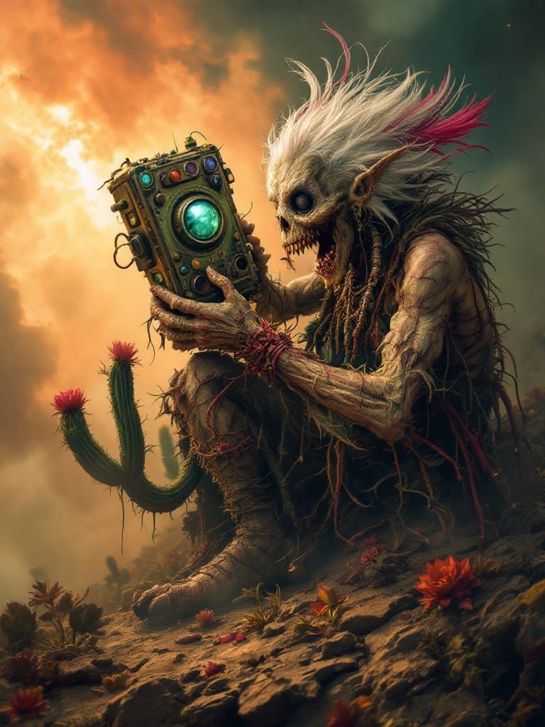 Feathered Crone Wrestles Cactus for Doomsday Device