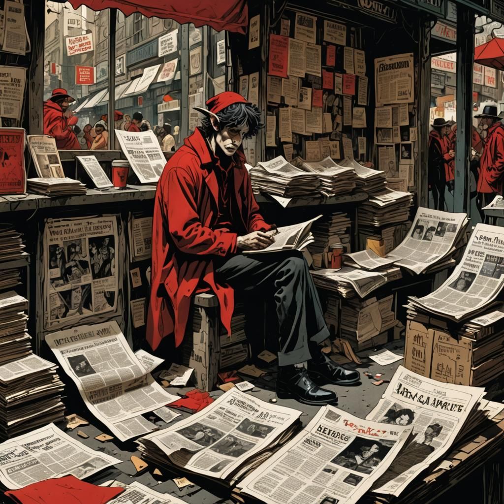 Mysterious Fairy in Crowded Street, Graphic Novel Art