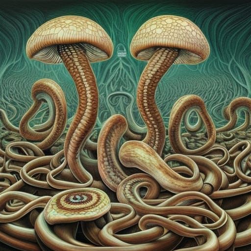 Mushroom Snakes vs Snake Mushrooms: Surreal Chalk Art