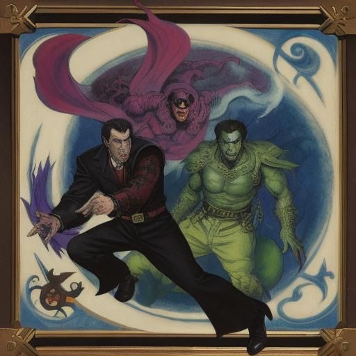 1980s Vampire Lord Video Game Battle, Surreal Style