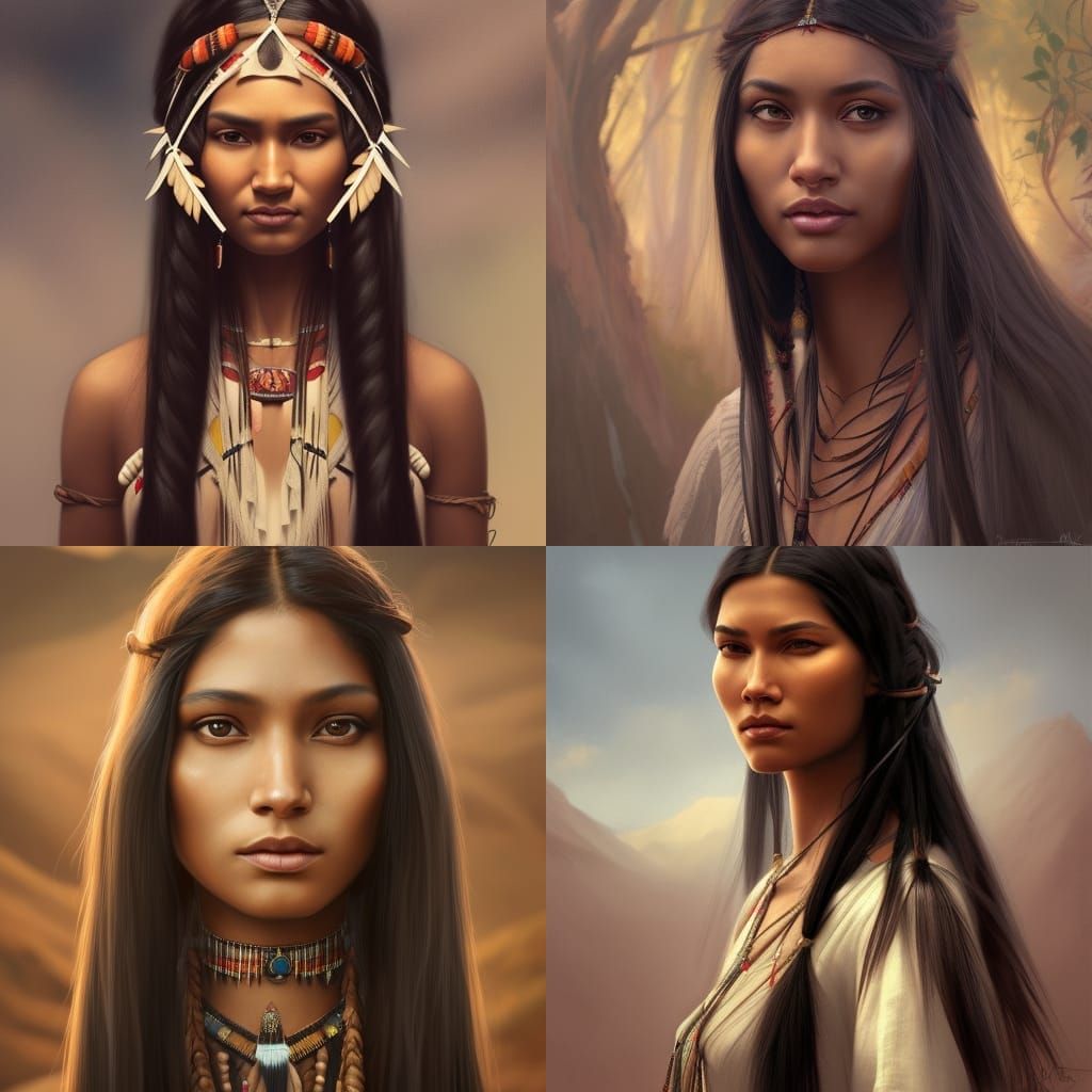 Realistic Portrait of Pocahontas in Digital Art