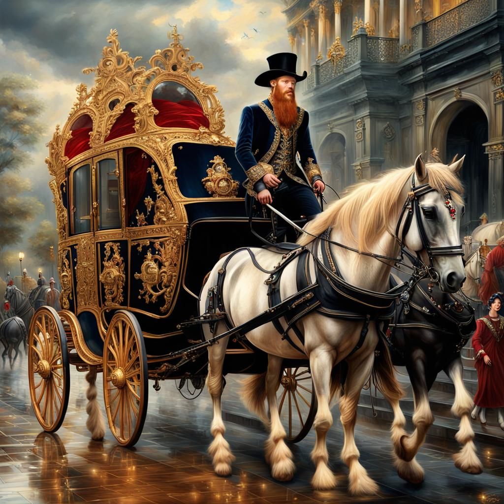 Prince's Rainy Arrival with Baroque Royal Retinue