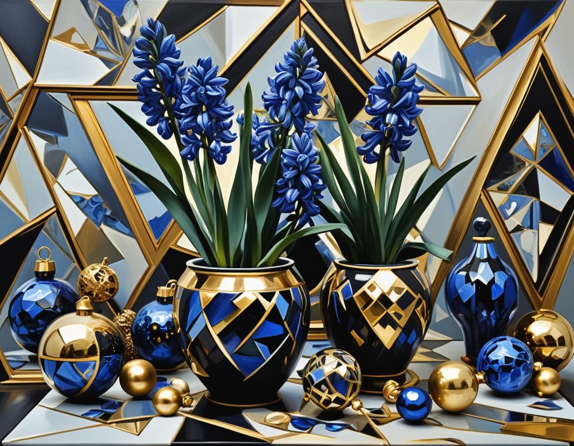 Cubist Still Life with Hyacinth and Baubles