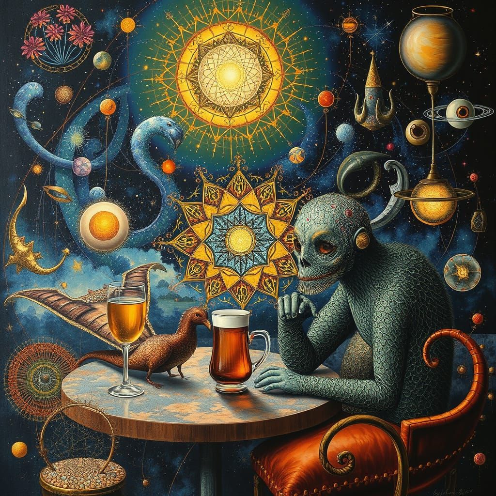 Psychedelic Sacred Geometry Utopia in Oil Painting Style
