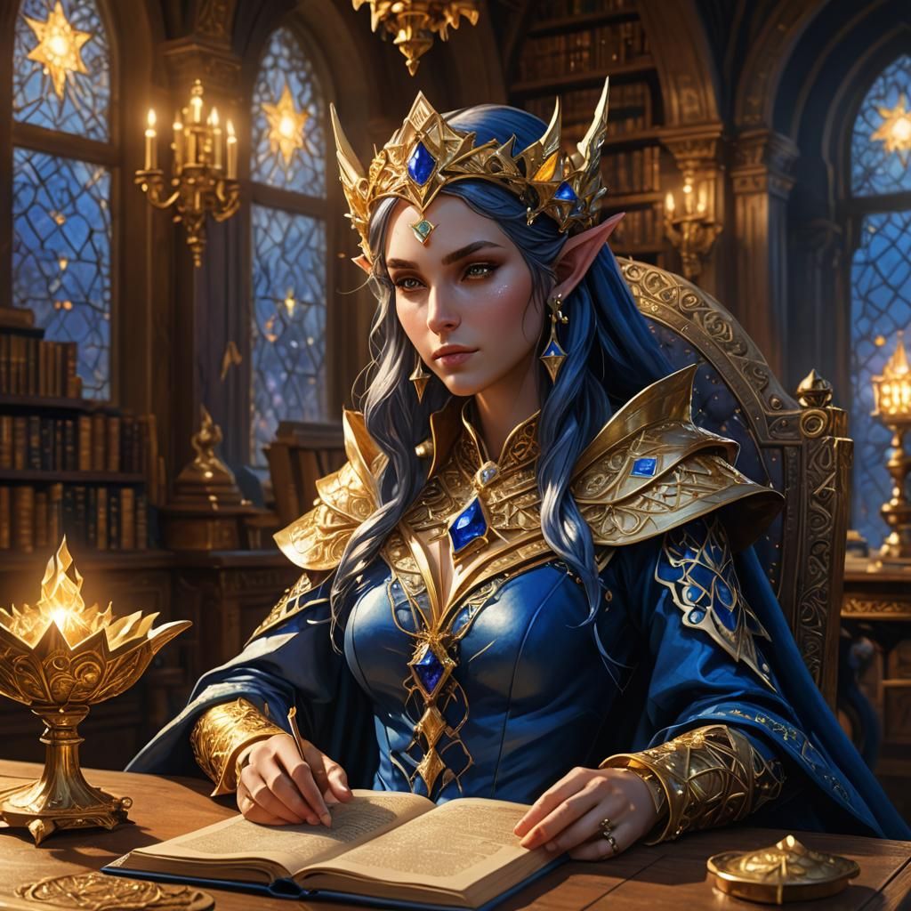 Elegant Elf Queen Nissa in Lavish Manga Art