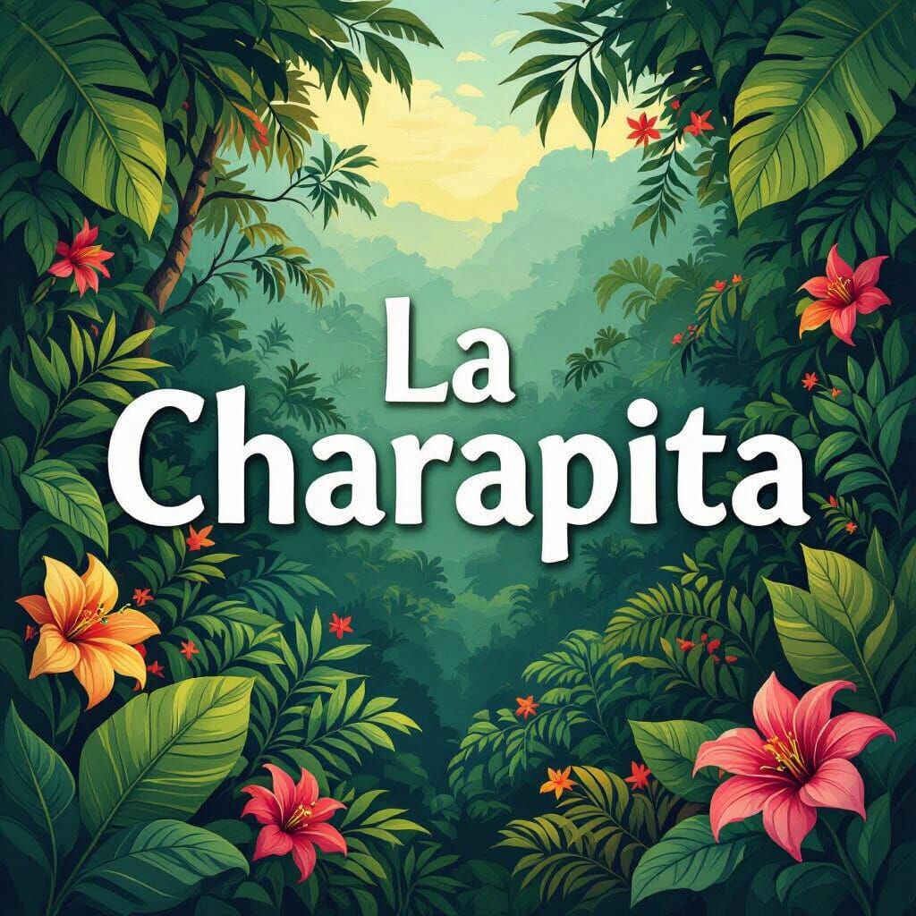 Exotic Turtles in Jungle with "La Charapita" Text