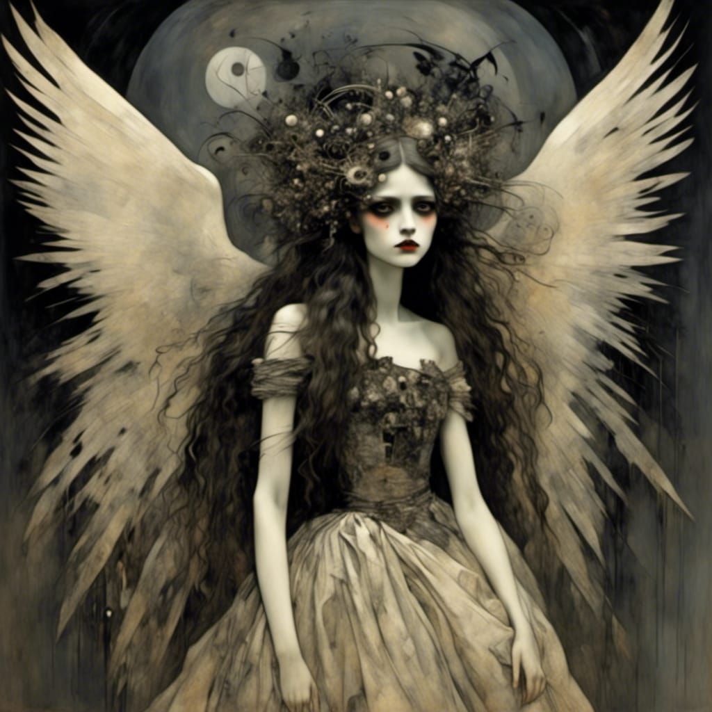 Haute Couture Angel with Luminous Wings