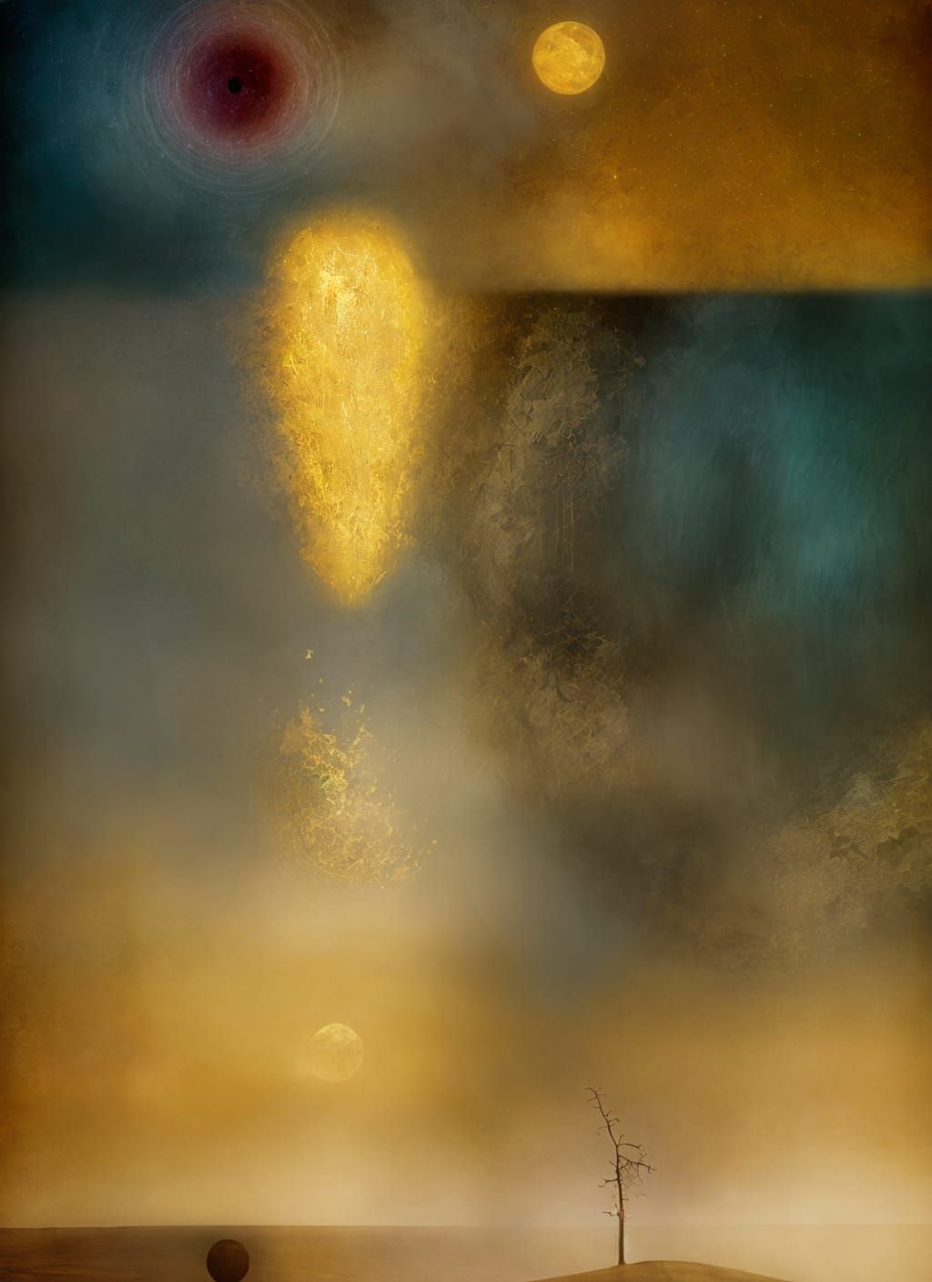 Abstract Gold Blending Cycles: Detailed Matte Painting