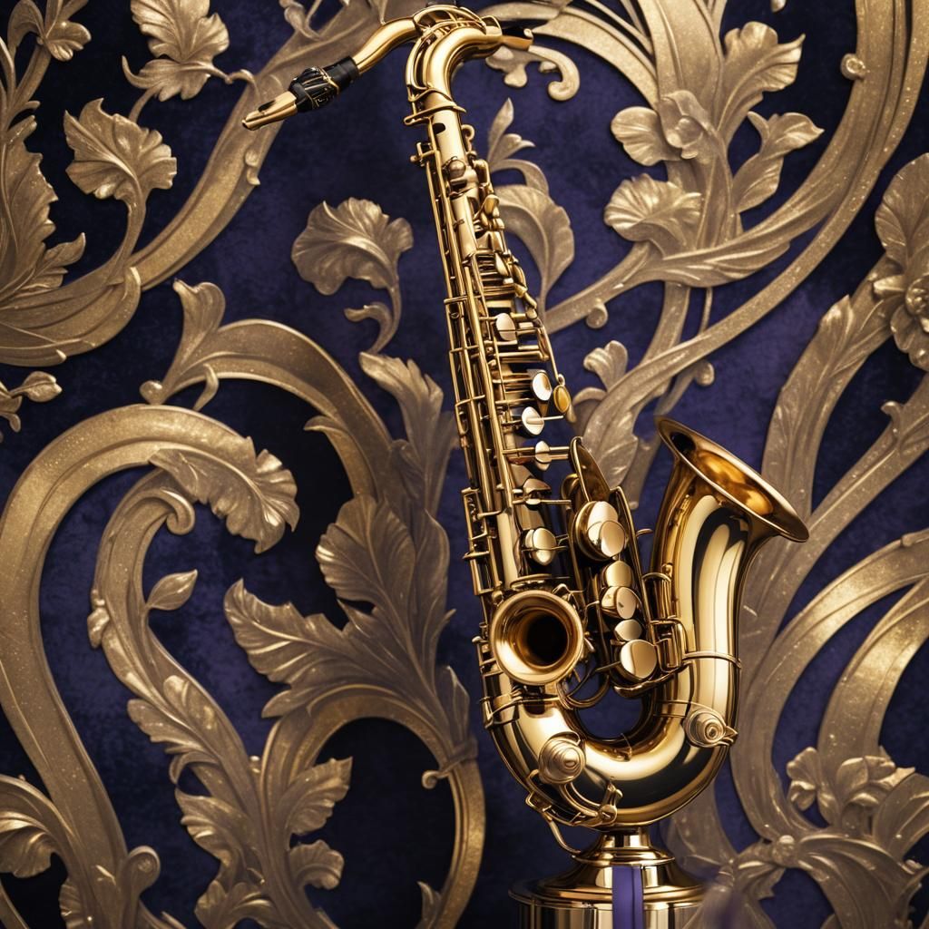Golden Saxophone in Opulent Art Deco Splendor