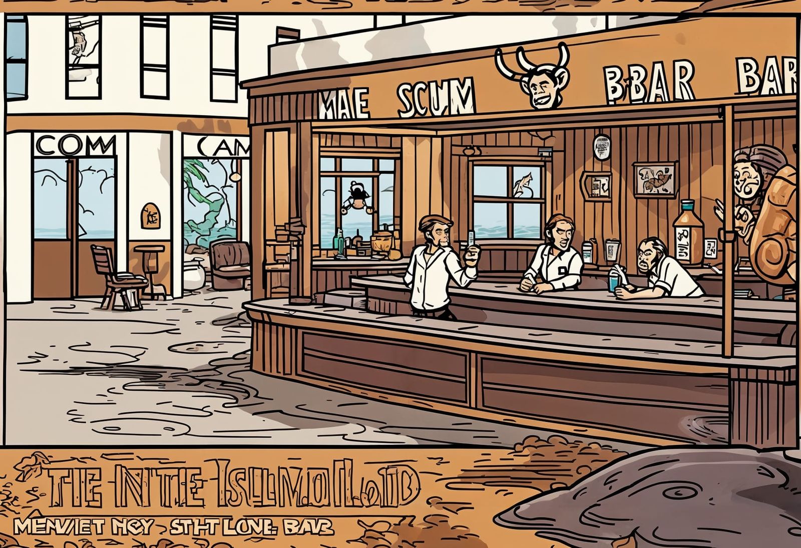 Scumm Bar from Monkey Island in Comic Style