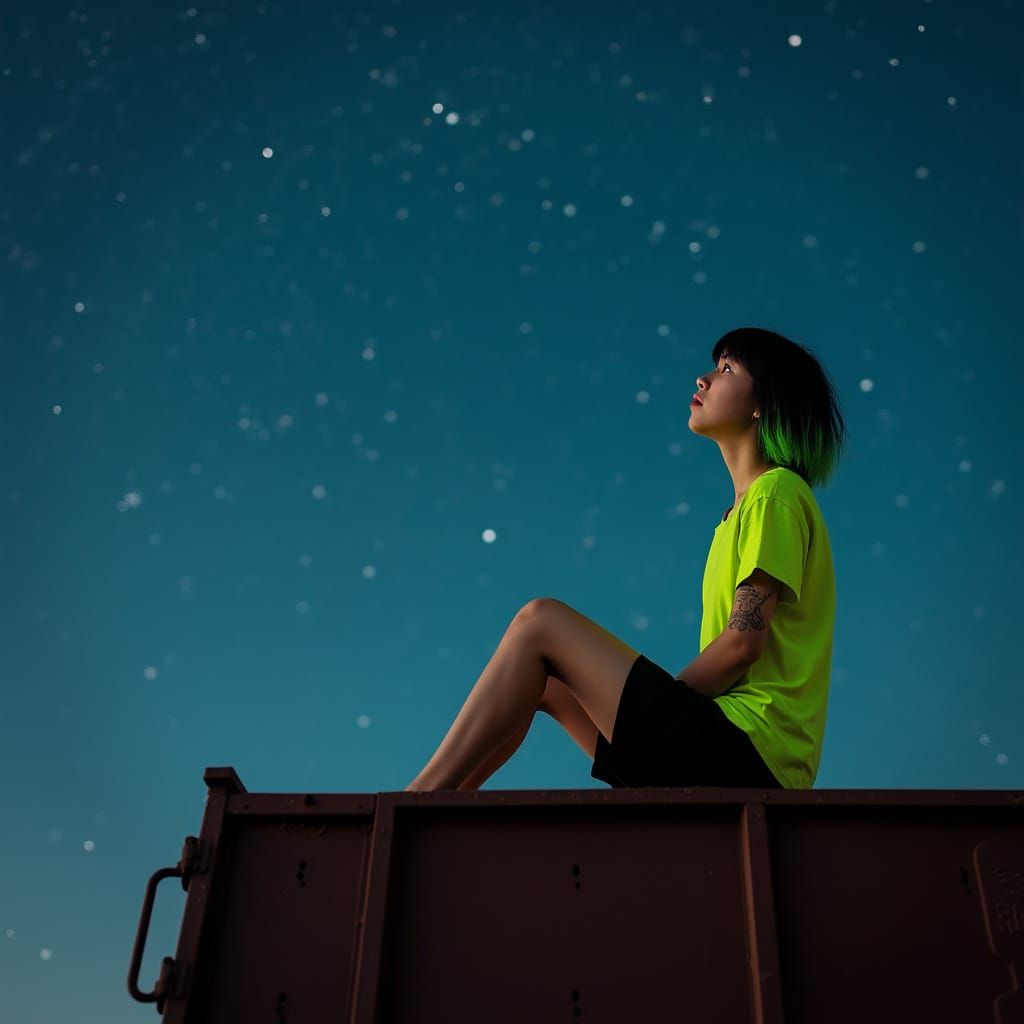 Kiko Tanaka Gazes at Starry Night Sky
