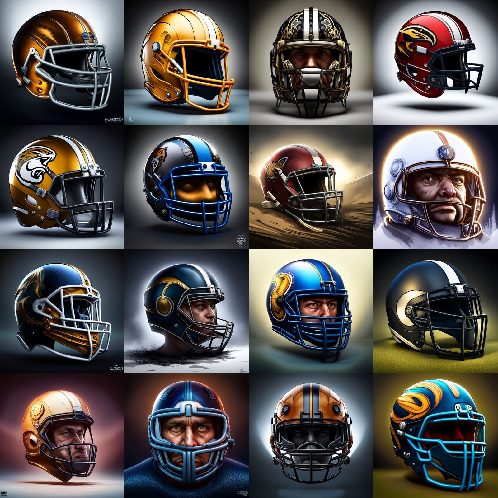 Nuneaton Jaguars Football Helmet in Dark Fantasy Style