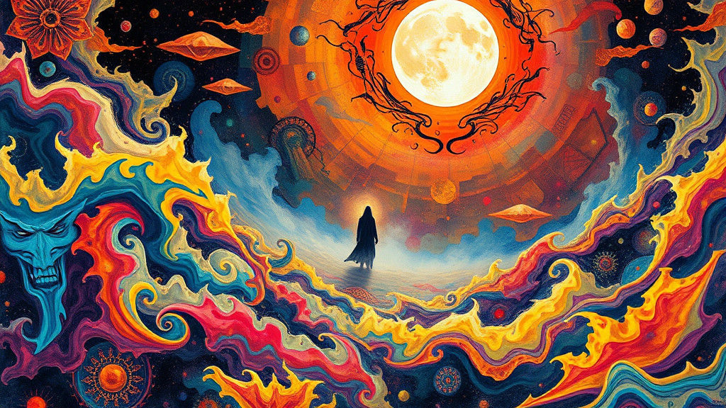 Eerie Moonflower Dreamscape in Fluorescent Impasto Style