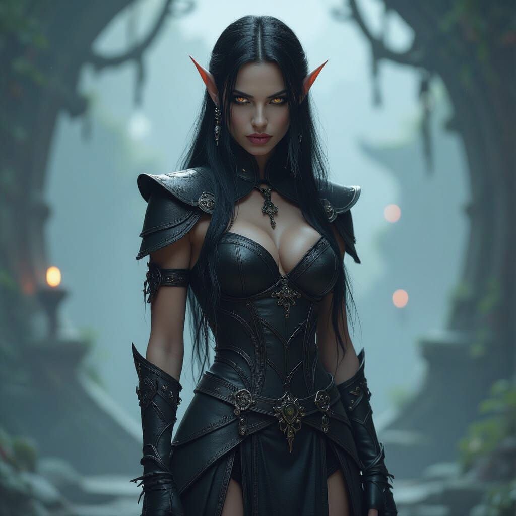 Sinister Drow Elf Portrait in Dark Fantasy Style