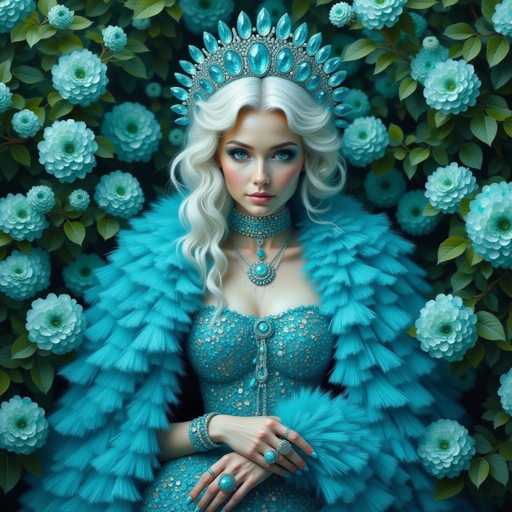 Ethereal Goddess in Turquoise Haute Couture