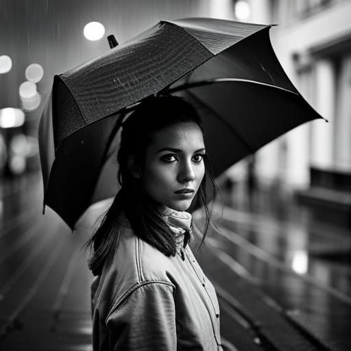 Girl in Rain Portrait Inspired by Classic Photography