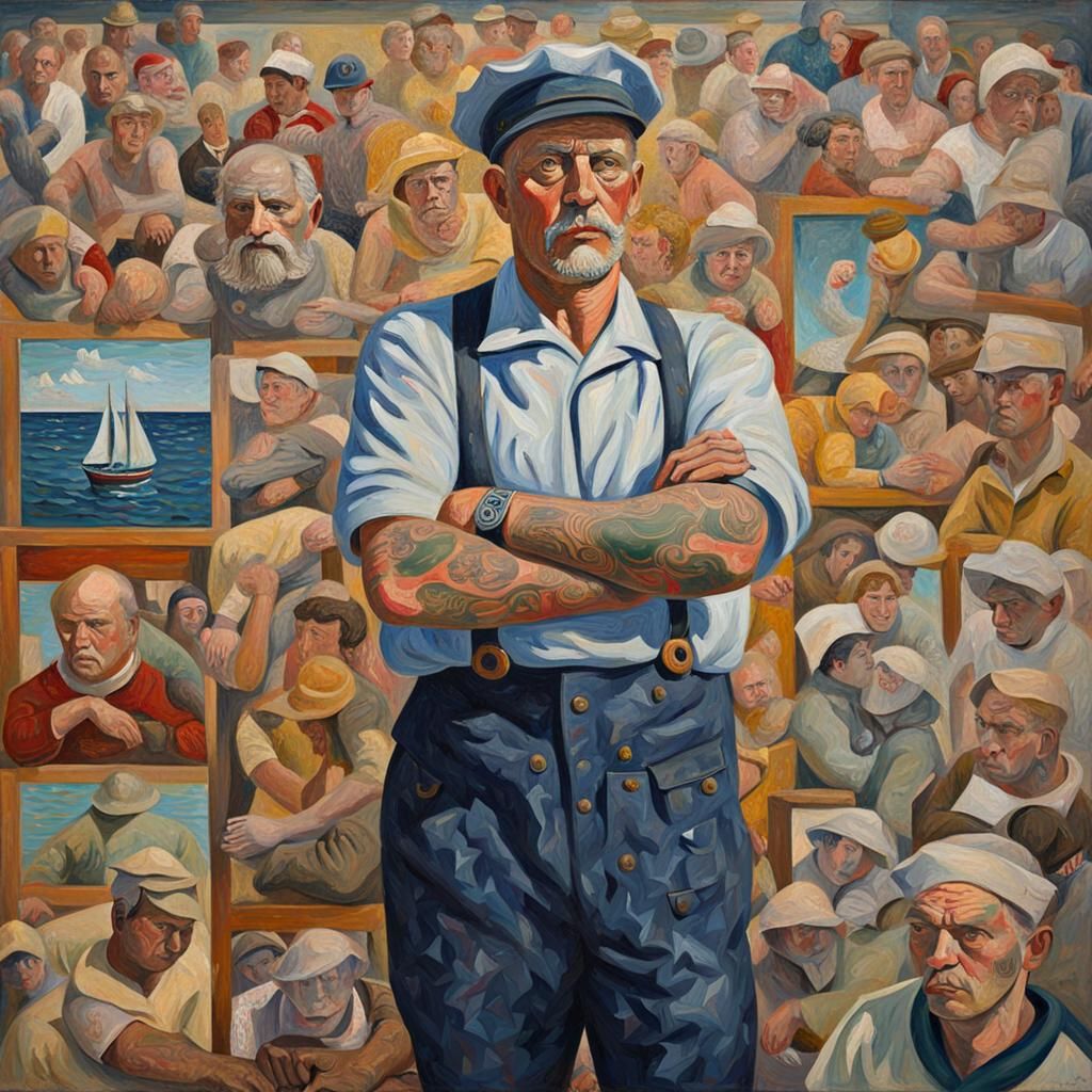 Sailor Portrait in Expressionist Impasto Style