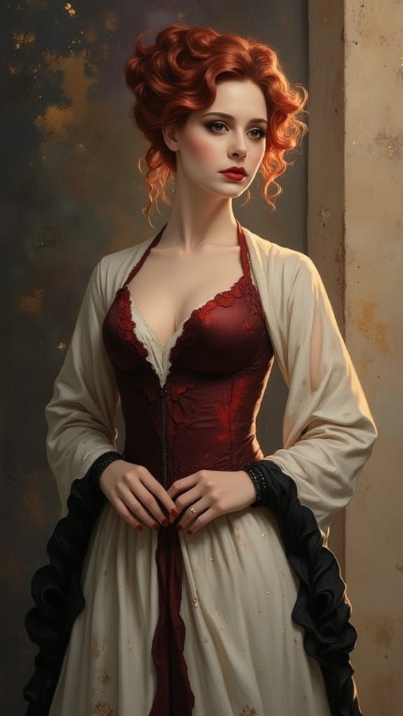 Ethereal Gothic Goddess with Piercing Grey Eyes