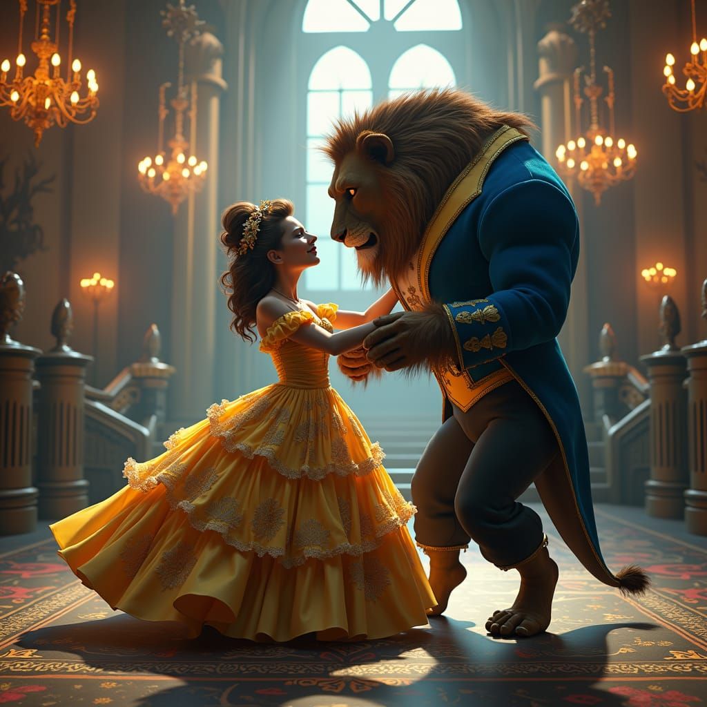 Lion and Beast Ballroom Dance, Fantasy Concept Art