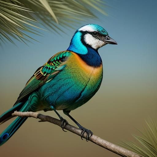 Fierce Willy Wagtail Portrait in Vibrant Digital Art