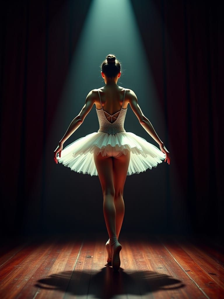 Arabesque Ballerina in the Spotlight