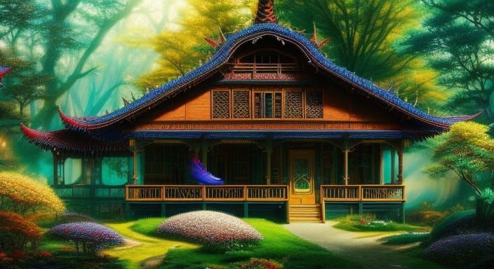 Maximalist House: Detailed Photoillustration in Anime Style