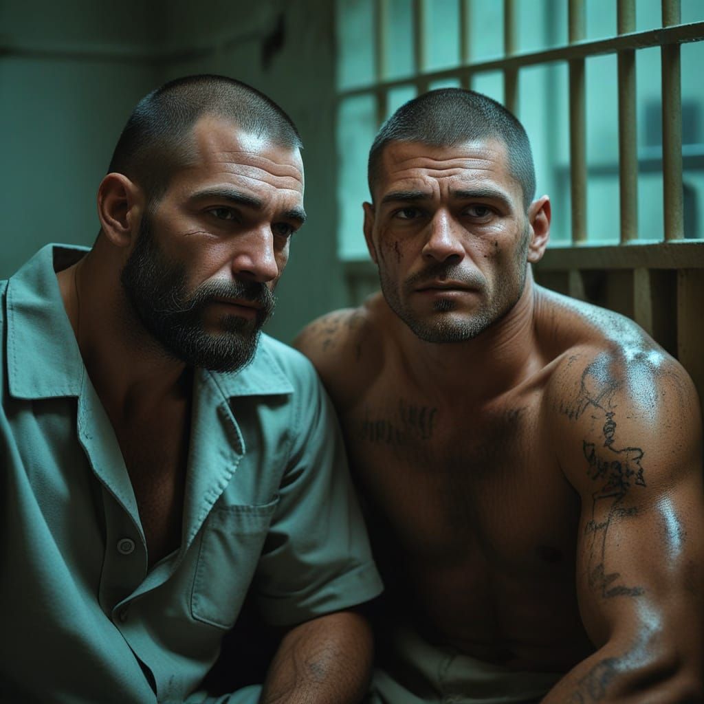 Two Prison Inmates Share a Moment of Camaraderie