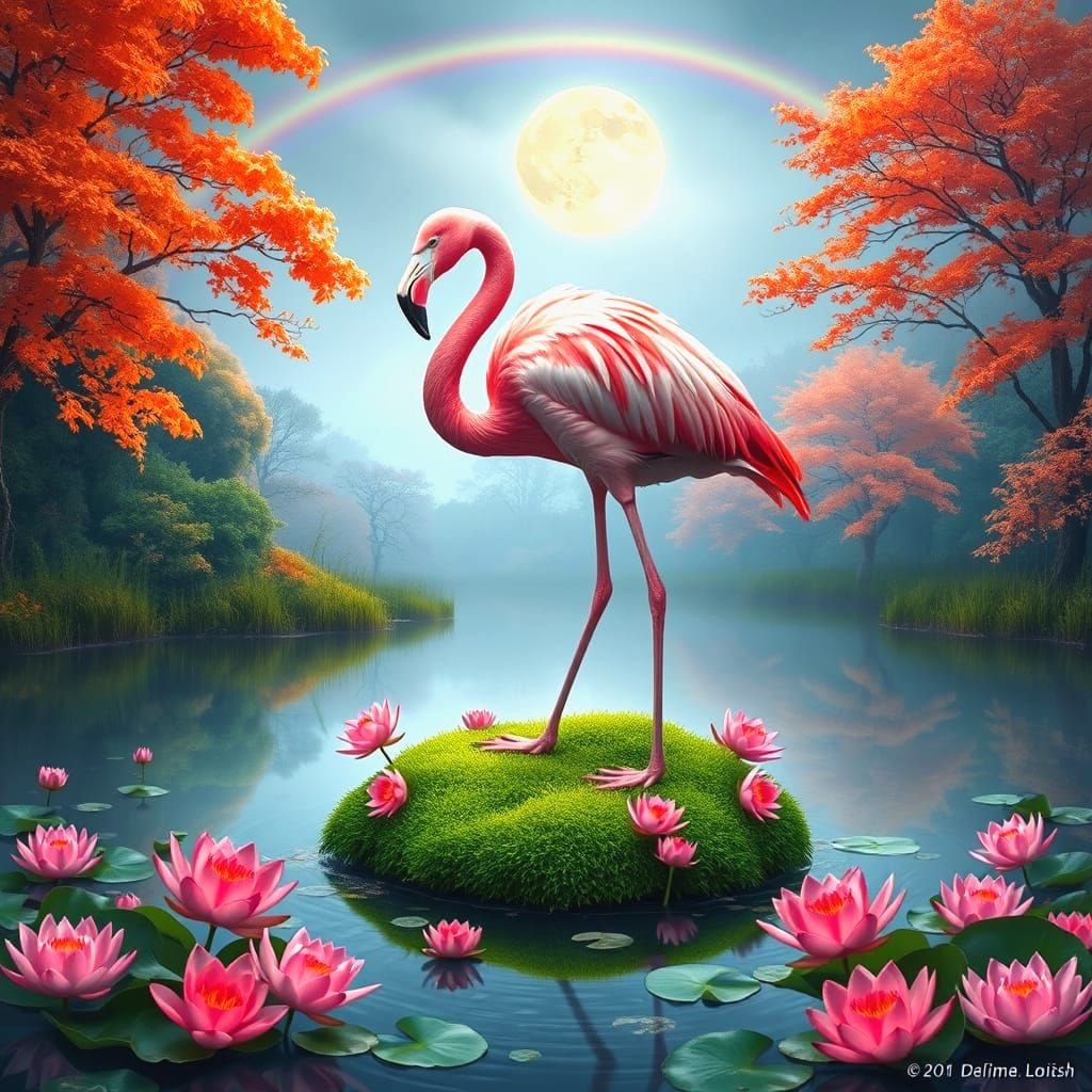 Flamingo and a Rainbow