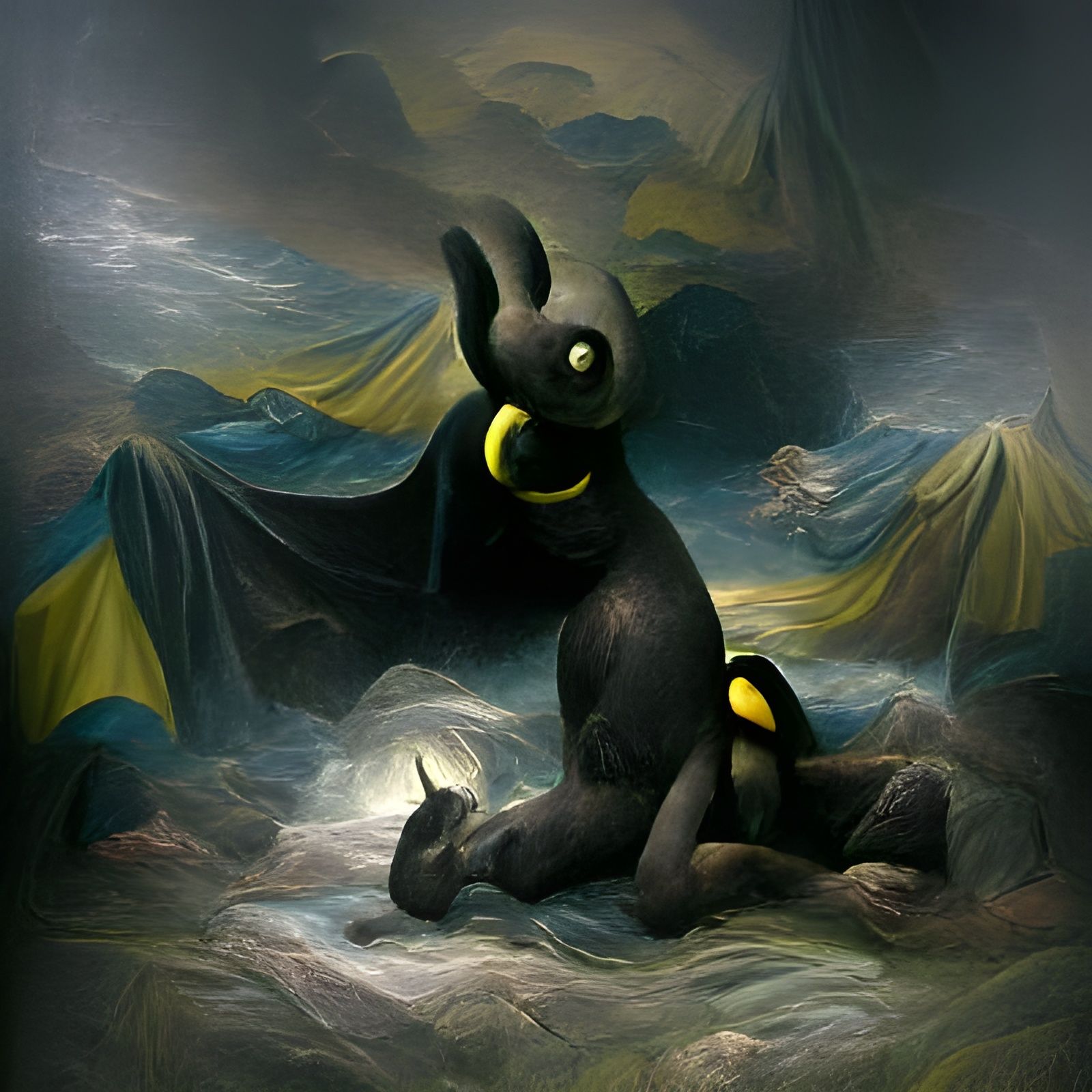 Horrific Umbreon in Dark Fantasy Style