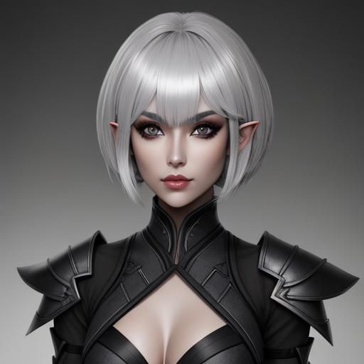Striking Half Dark Elf Girl Portrait