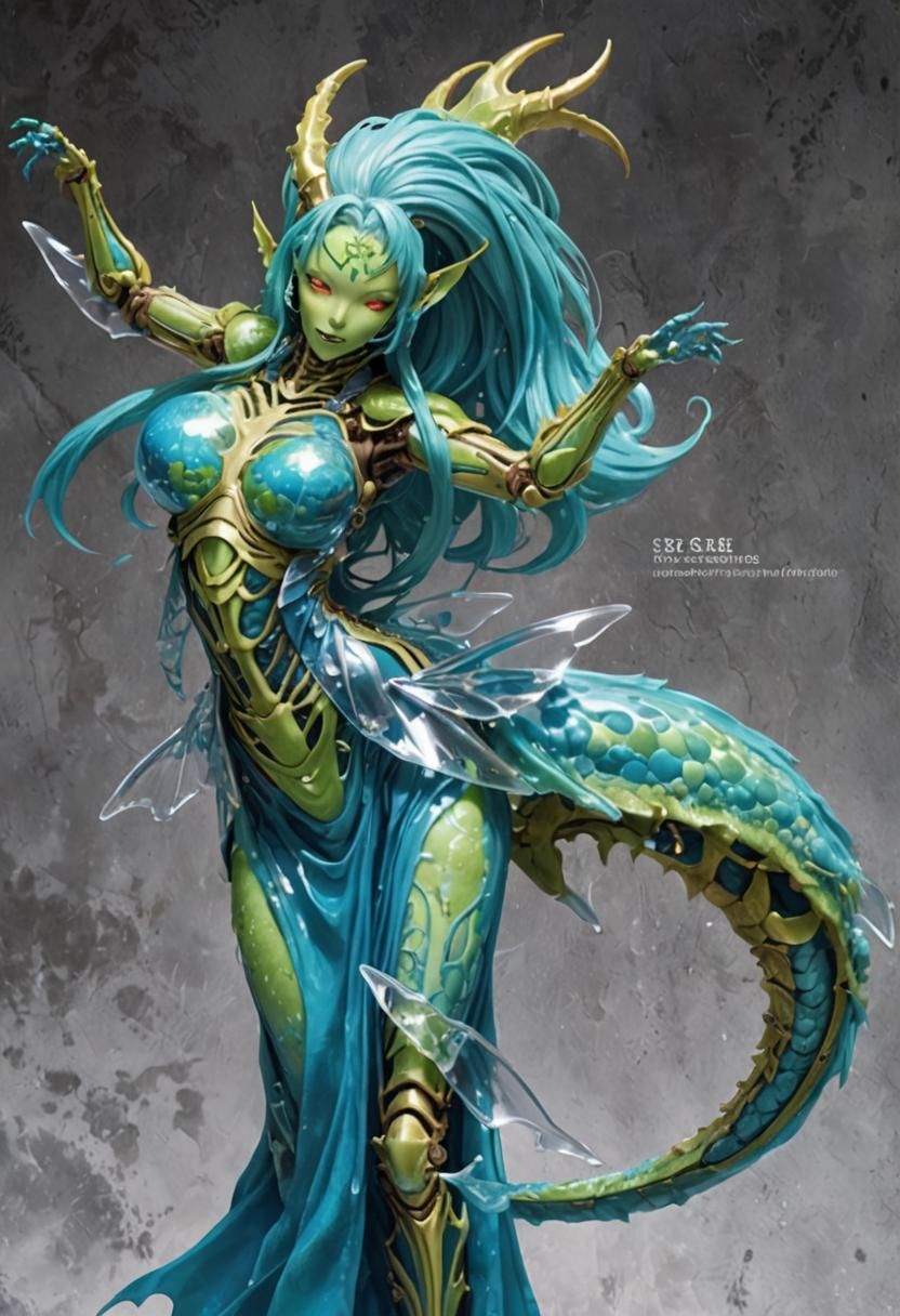 Dragon Girl Chimera with Metal Skeleton and Slime Body