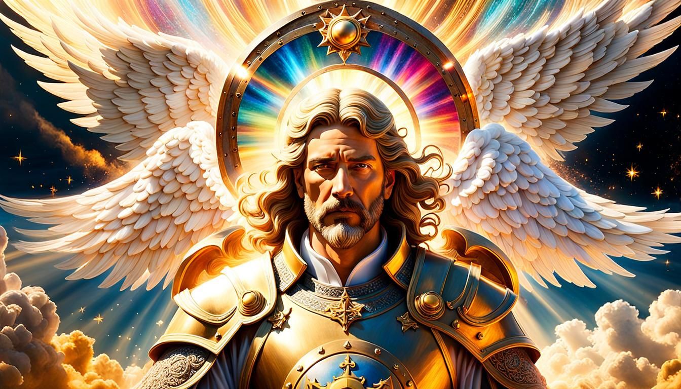 Celestial Explosion: A Surreal Portrait with Angels