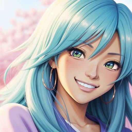 Anime Headshot of Smiling Aphmau in Manga Style