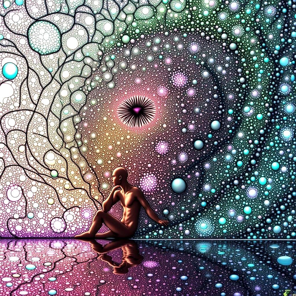 Opalescent Seaweed Banshee Dreamscape with Fractal Foam Figu...